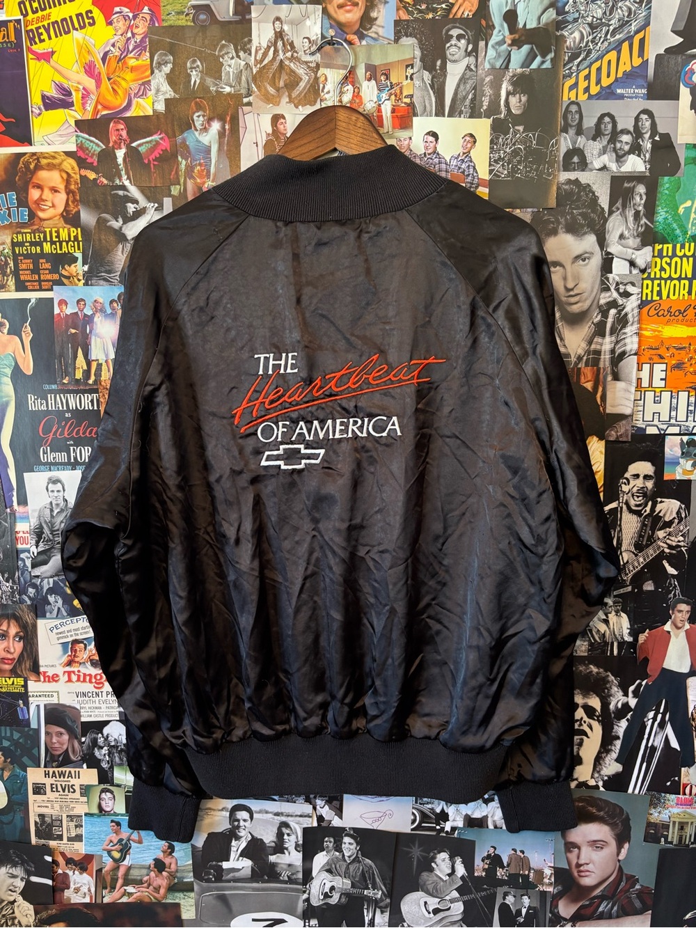 Black Satin 'The Heartbeat of America' Bomber Jacket